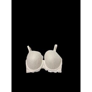 Vtg Victoria's Secret Dream Angels Lined Demi Bra 36G  UW Ivory Eyelash Trim
